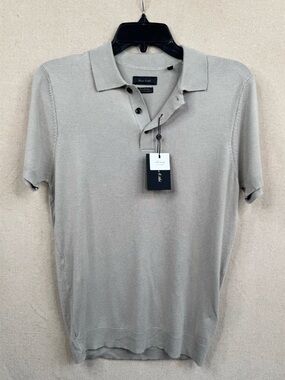 Porter & Ash Mens Polo Shirt Size S Light Gray Fine Knit Short Sleeve